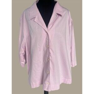 EDDIE BAUER 3X Wrinkle Free Button Up Pink  Professional Mature Career Church